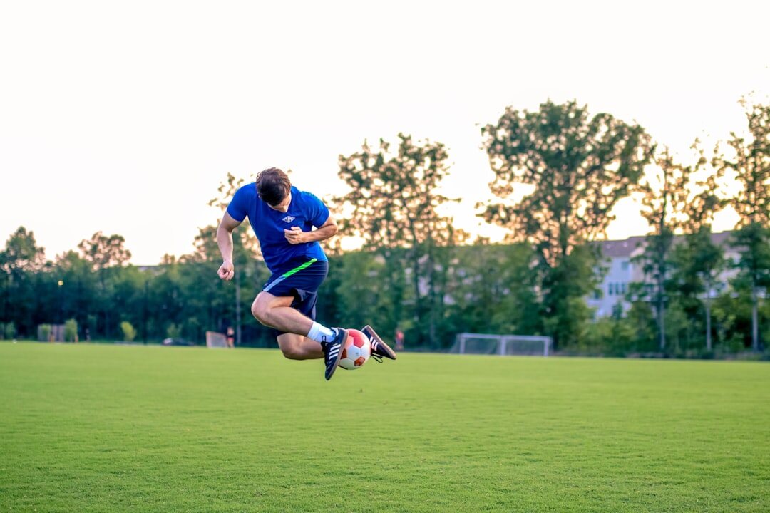 professional soccer player training hard